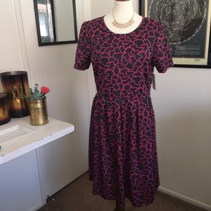 HP! LuLaRoe Amelia Dress, Black and Pink Design